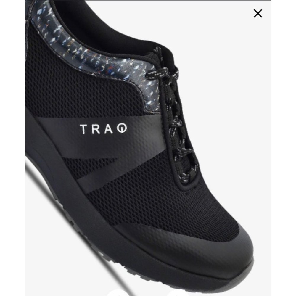 Shoes sneakers boots flat black TRAQ Resistant Non slip leather athletic sports